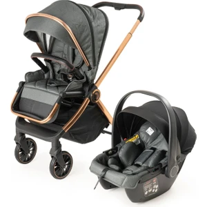 Pro Max2 I-Size Çift Yönlü Kolay Katlanabilen Su Geçirmeyen Travel Sistem Bebek Arabası Black Yağmurluk Yanında Black