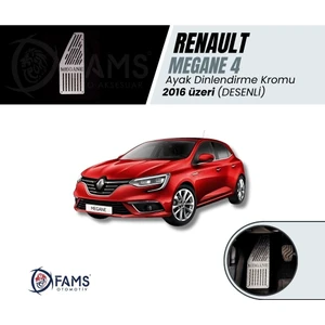Renault Megane 4 Sedan 2016+ Üzeri Uyumlu  Özel Desenli Krom Ayak Dinlendirme Pedalı Ayak Dayama