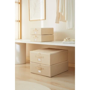 Ocean Home Textile 4'lü Bej Balıksırtı Destekli Hurç Set 2 Adet 31 x 38 x 12 + 45 x 55 x 18  cm