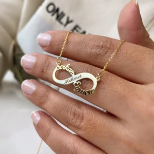 Simurg Jevellery 14k Altın Kaplamalı İsimli Sonsuzluk Gümüş Kolye