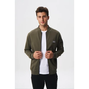 Erkek Slim Fit Scuba Su Geçirmeyen Kumaş Basic Kol Cepli Tam Fermuar Kolej Yaka Sweatshirt K28324988301