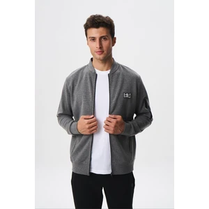 Erkek Slim Fit Scuba Su Geçirmeyen Kumaş Basic Kol Cepli Tam Fermuar Kolej Yaka Sweatshirt K28324988301