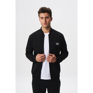 Erkek Slim Fit Scuba Su Geçirmeyen Kumaş Basic Kol Cepli Tam Fermuar Kolej Yaka Sweatshirt K28324988301