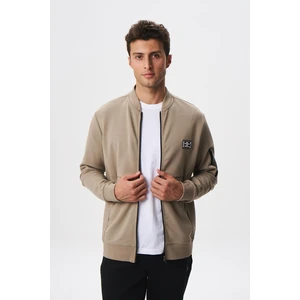 Erkek Slim Fit Scuba Su Geçirmeyen Kumaş Basic Kol Cepli Tam Fermuar Kolej Yaka Sweatshirt K28324988301
