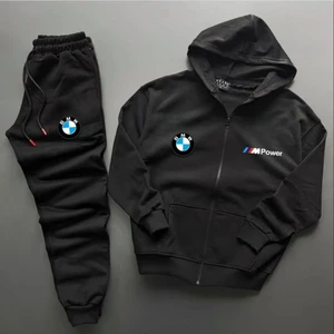 Spor Eşofman Takımı Bmw Mpower Baskılı Fermuarlı Pamuklu Ceket- Eşofman Altı 2 'li Takım Unisex