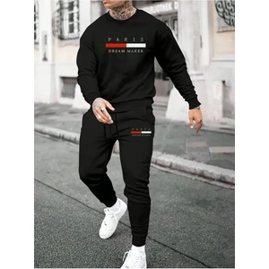 Eşofman Takımı Paris Baskılı Unisex Kışlık Kalın Pamuklu Sweatshirt ve Eşofman Altı 2' Li Set