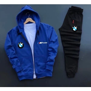 Spor Eşofman Takımı Bmw Mpower Baskılı Fermuarlı Pamuklu Ceket- Eşofman Altı 2 'li Takım Unisex