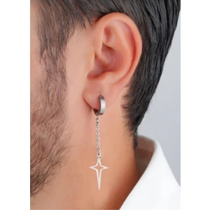 Çelik Kuzey Yıldızı Sallantılı Halka Erkek Küpe