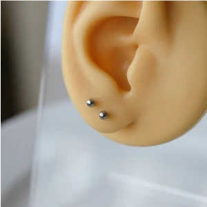 2 Adet Cerrahi Çelik 3 mm Top Küpe Gümüş Renk