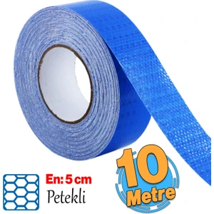 Yapışkanlı 10 Metre Mavi Renk Şerit Bant Parlayan Reflektörlü En 5 cm Onaysız Reflektif Ikaz Bandı