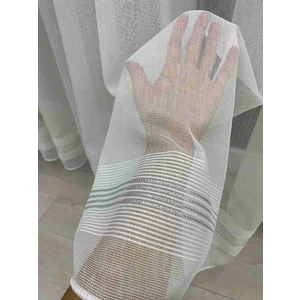 İnci Life Home Paris Gümüş Simli Bantlı Ekru Tül Perde 1/2,5 Normal Orta Pileli