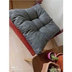 4 Adet Boncuk Elyaf Dolgulu Dekoratif Gri Sandalye Minderi Bağcıklı 40*40 Dsnl