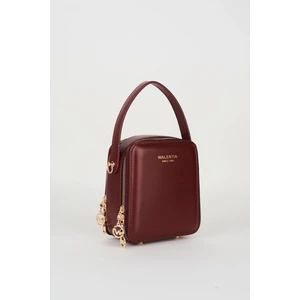 Kadın Bordo 3 Bölmeli Astarlı Suni Deri Ayarlanabilir Askılı Fermuar Kapama El ve Omuz Çantası