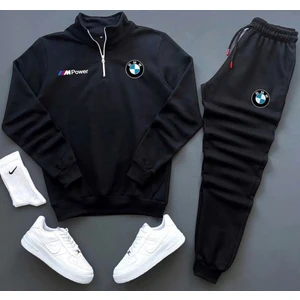 Yoho Sport Unisex Bmw Baskılı Yarım Fermuarlı Sweatshirt Eşofman Altı Takım Bmw Baskılı