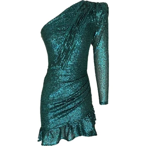 Elifnaz Moda Evi Tek Omuz Mini Elbise