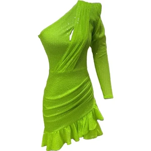 Elifnaz Moda Evi Tek Omuz Mini Elbise