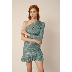 Elifnaz Moda Evi Tek Omuz Mini Elbise