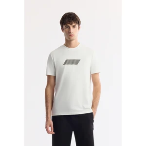 Erkek Regular Fit Beyaz Bisiklet Yaka Baskılı Rayon Soft Touch T-Shirt A51Y1031