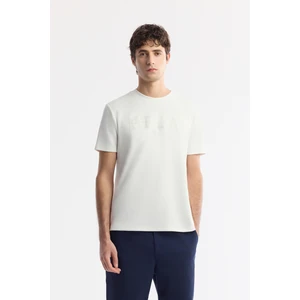Erkek Regular Fit Ekru Bisiklet Yaka Baskılı Bi-Stretch İnterlok T-Shirt A51Y1044