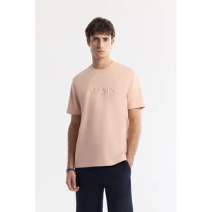 Avva Erkek Pembe Bisiklet Yaka Baskılı Bi-Stretch İnterlok Regular Fit T-Shirt A51Y1132