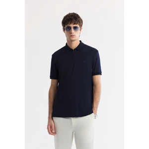 Erkek Regular Fit Lacivert Polo Yaka Jakarlı T-Shirt A51Y1090