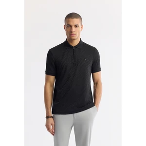 Erkek Regular Fit Siyah Polo Yaka Jakarlı T-Shirt A51Y1090