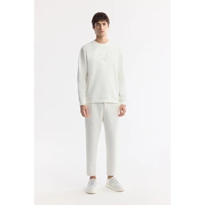 Avva Erkek Beyaz Klasik Bel Pamuklu Jersey Carrot Fit Pantolon A51Y3013