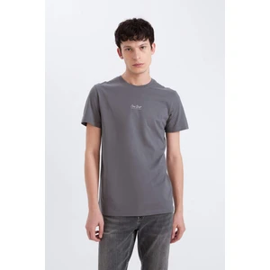 %100 Pamuk Slim Fit Dar Kesim Bisiklet Yaka Baskılı Kısa Kollu Tişört D5565AX25SP