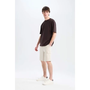 Regular Fit Dokulu Düz Paça Kargo Cepli Basic Şort B8796AX25SM