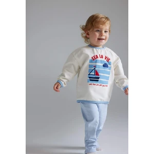 Erkek Bebek 2'li Takım Baskılı Sweatshirt Çizgili Alt D9088A525SP