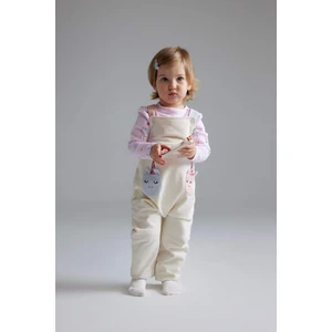 Kız Bebek 2'li Takım Unicorn Baskılı Sweatshirt Salopet Tulum E0487A525SP