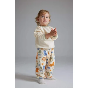 Erkek Bebek 2'li Takım Safari Baskılı Uzun Kollu Sweatshirt Beli Lastikli Eşofman Altı D8707A525SP