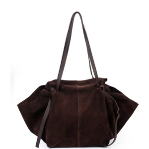 Ange Geniş Hacimli Deri Süet Omuz Çantası