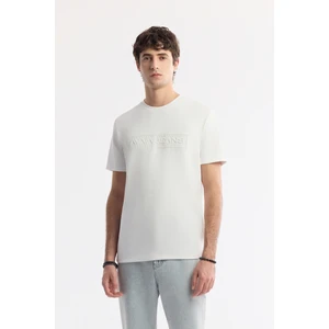 Erkek Regular Fit Beyaz Bisiklet Yaka Baskılı Bi-Stretch İnterlok T-Shirt A51Y1021