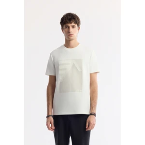 Avva Erkek Ekru Bisiklet Yaka Baskılı Bi-Stretch İnterlok Regular Fit T-Shirt A51Y1072