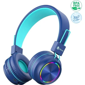 iClever LED Işıklı Güvenli Ses Sınırlı 30 Saat Oynatma Süreli Bluetooth Çocuk Kulaklığı Lacivert