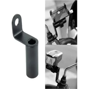 Motosiklet Ayna Bağlantılı Gidon Bağlantısı Uzatma Aparatı Siyah Alümnyum