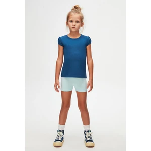 İndigo Basic Kız Çocuk Sıfır Yaka Karpuz Kol Tişört