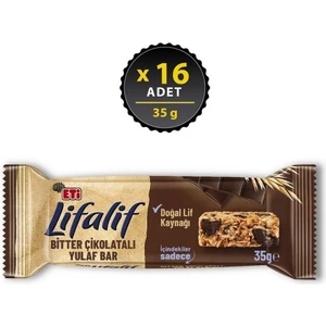 Lifalif Bitter Çikolatalı Yulaf Bar 35 gr x 16 Adet