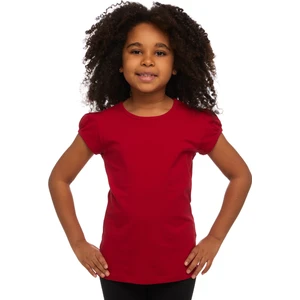 Kırmızı Basic Kız Çocuk Sıfır Yaka Karpuz Kol Tişört