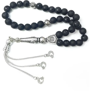 Oniks Taşlı Gümüş Kaplama Tesbih EV78