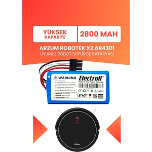 Arzum Robotek X2 AR4301 Uyumlu Batarya (Yüksek Kapasite) 2800MAH Pil Akıllı Robot Süpürge Bataryası