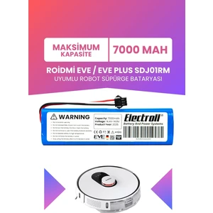 Roidmi Eve / Eve Plus SDJ01RM Uyumlu Batarya (Maksimum Kapasite) 7000MAH Pil Robot Süpürge Bataryası
