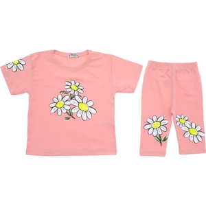 Kız Çocuk Şortlu Takım Papatya Baskılı