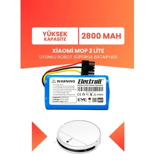 Xiaomi Mop 2 Lite Uyumlu Batarya (Yüksek Kapasite) 2800MAH Pil Robot Süpürge Bataryası BHR5217EU