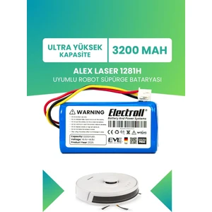 Alex Laser 1281H Uyumlu Batarya (Ultra Yüksek Kapasite) 3200MAH Pil Robot Süpürge Bataryası Değişimi