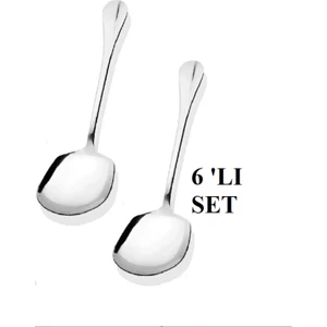 6 'lı Servis Kaşığı Paslanmaz Çelik Salata Pasta Kaşığı