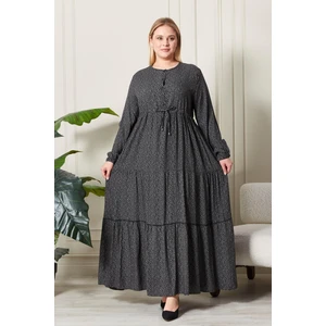 Kadın Büyük Beden Çıtır Kumaş Düğmeli Elbise