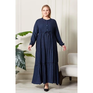 Kadın Büyük Beden Çıtır Kumaş Düğmeli Elbise