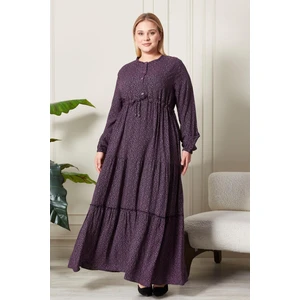 Kadın Büyük Beden Çıtır Kumaş Düğmeli Elbise